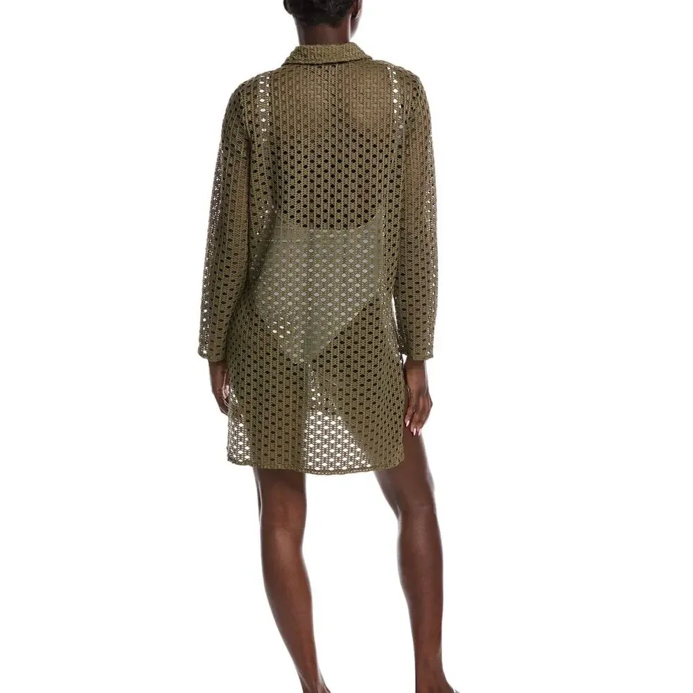 New Carmen Marc valvo crochet coverup tunic top - Picture 2 of 5